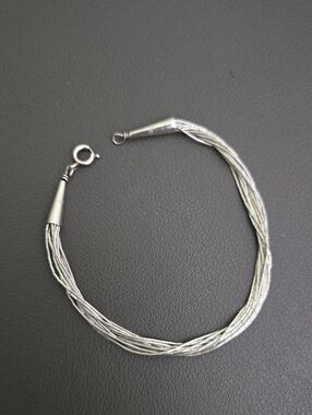 Liquid Sterling Silver Bracelet 10 Strands 7” Traditional Navajo Liquid Silver